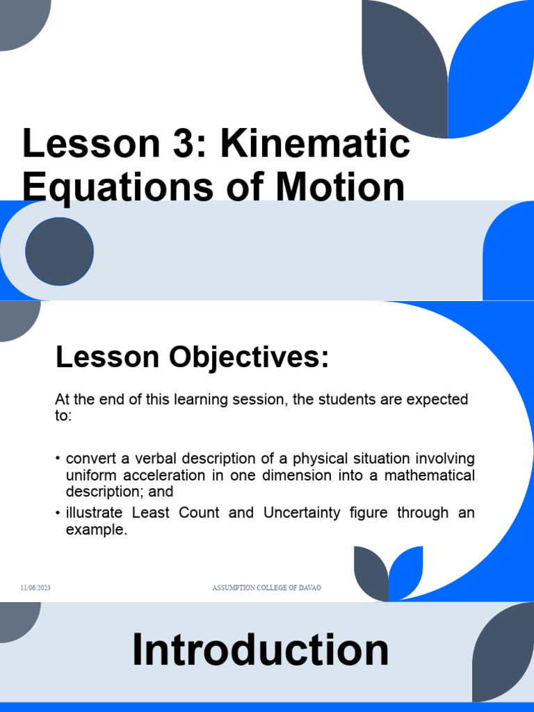 Kinematic Equations and Motion Analysis | PDF | Kinematics | Acceleration