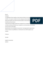 Work Immersion Application Letter Sample