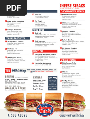 Jersey Mikes Takeout Menu | PDF | Bacon | Foods