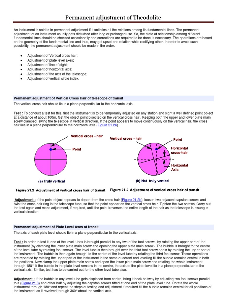 Permanent Adjustment of Theodolite: Figure  | PDF | Geometry | Tools