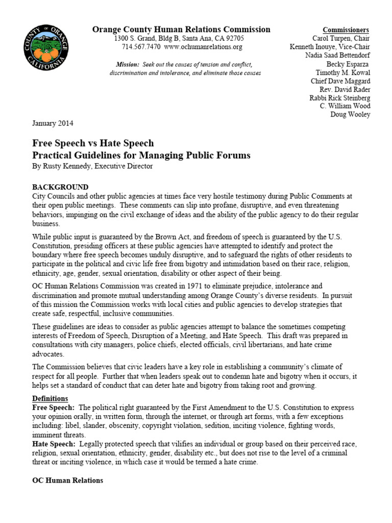 Kennedy - Managing Hate Speech in Public Forums 0 | PDF | Hate Crimes ...