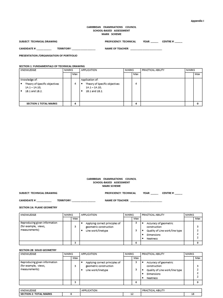 Technical Drawing Assessment Mark Scheme | PDF | Geometry | Technical ...