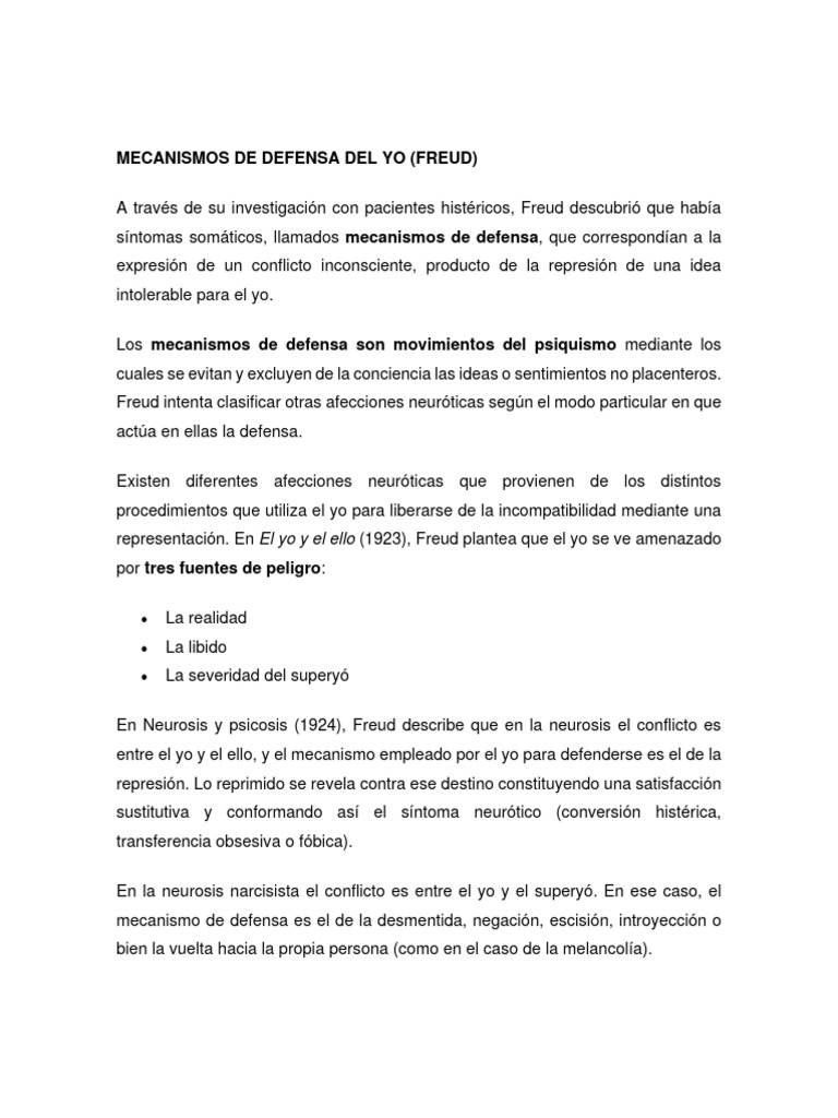 Mecanismos de Defensa Del Yo | PDF