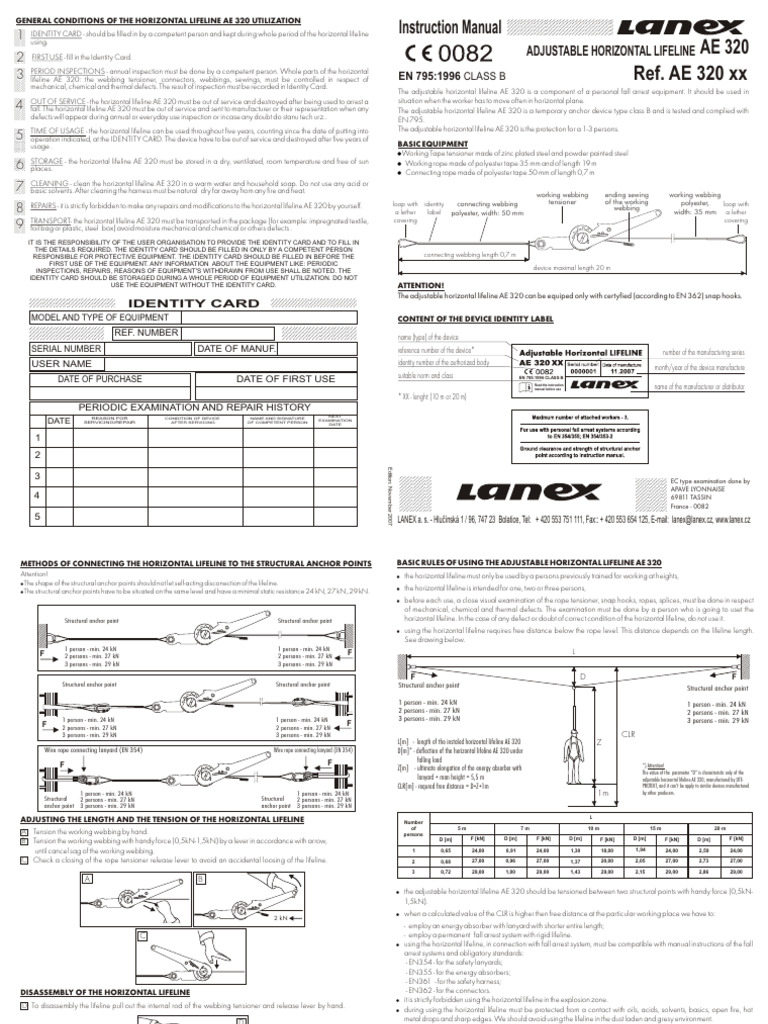 Adjustable Horizontal Lifeline AE 320 | PDF | Manufactured Goods