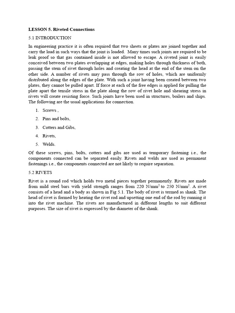 LESSON 5. Riveted Connections | PDF