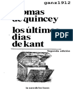 Thomas de Quincey - Los Ultimos Dias de Kant