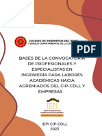 Bases de La Convocatoria de Profesionales y Especialiastas IEPI - CIP CDLL SET - OCT 2023