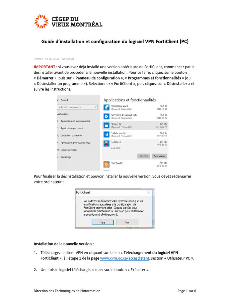 1-Guide D'installation Et Configuration Du Logiciel VPN FortiClient PC ...