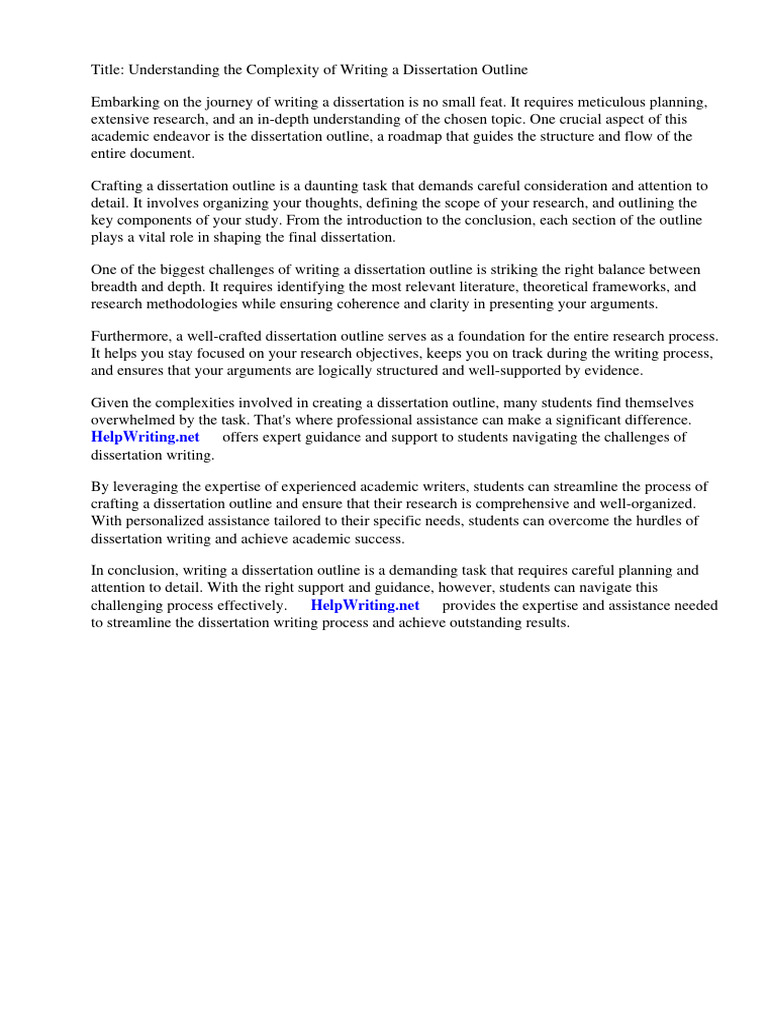 What Is A Dissertation Outline Pdf Thesis Apa Style