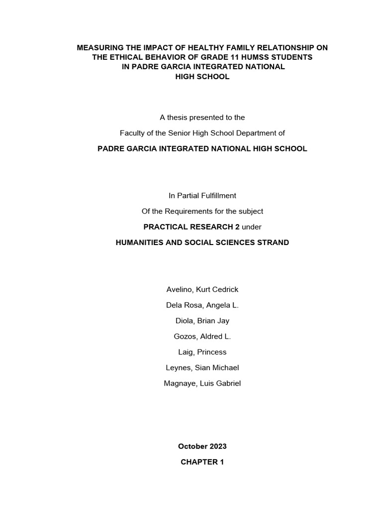 Measuring The Impact of Healthy Family Relationshi | PDF ...