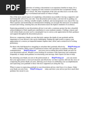 Thank You Note Dissertation Advisor
