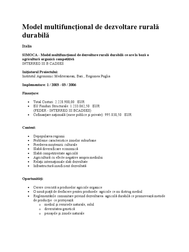 Model Proiect Fonduri Structurale