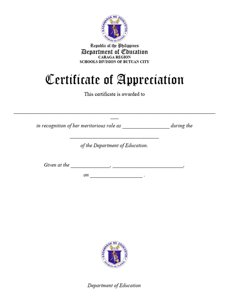 Deped Standard Certificate Templates Final | PDF