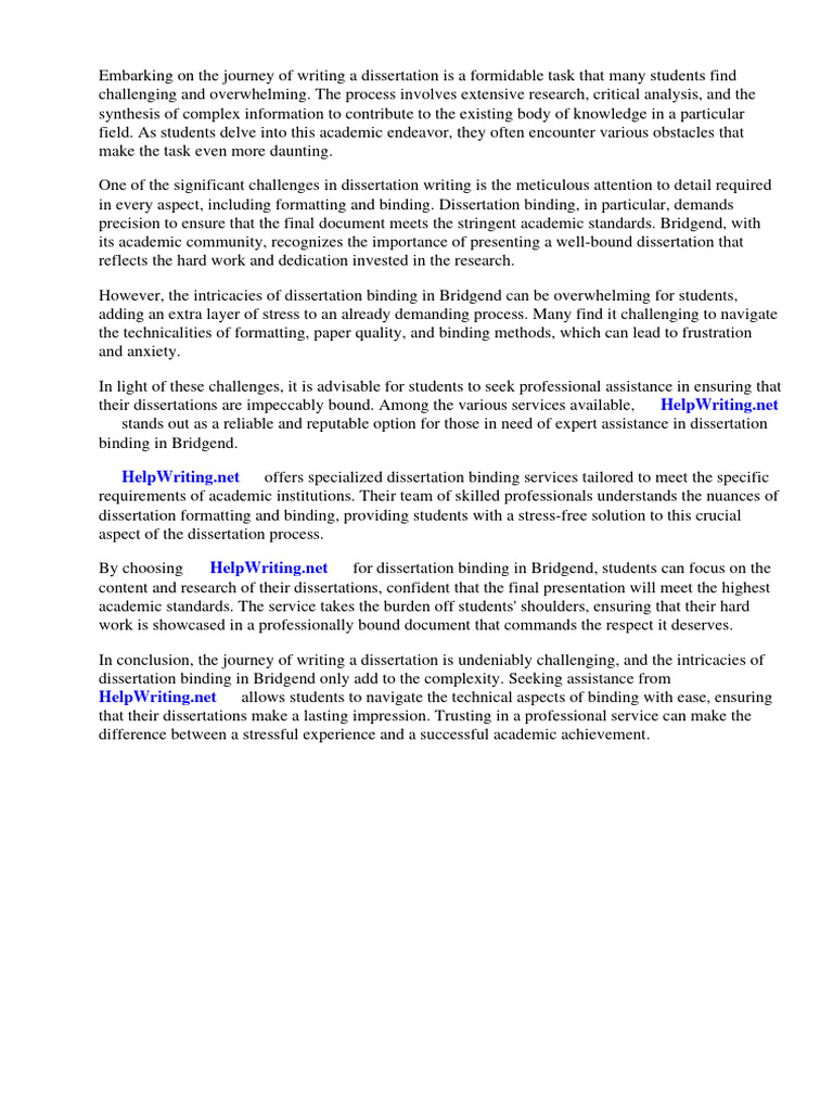 Dissertation Binding Bridgend | PDF | Thesis | Bookbinding