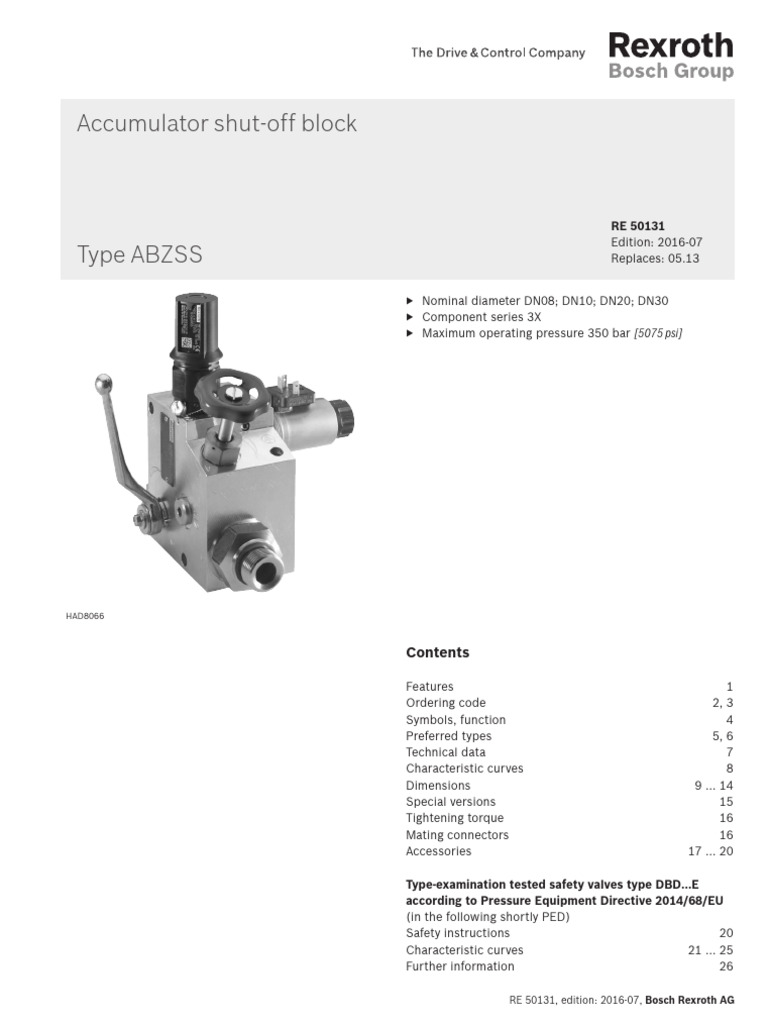 Accumulator Shut-Off Block | PDF | Mains Electricity | Mechanical ...