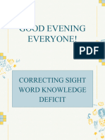 Correcting Sight Word Knowledge Deficit