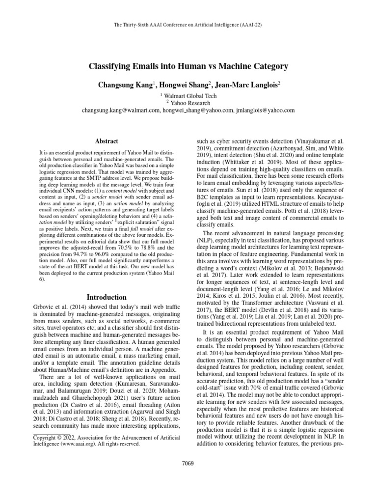 Classifying Emails Into Human Vs Machine Category | PDF | Statistical ...