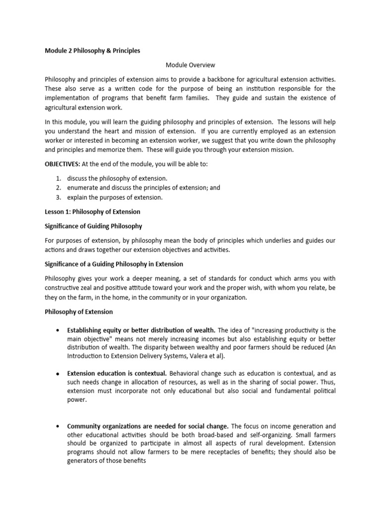 Extension Philosophy & Principles | PDF | Learning | Adult Education