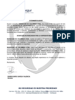 Carta de Presentacion Maxsegur de Colombia Ltda