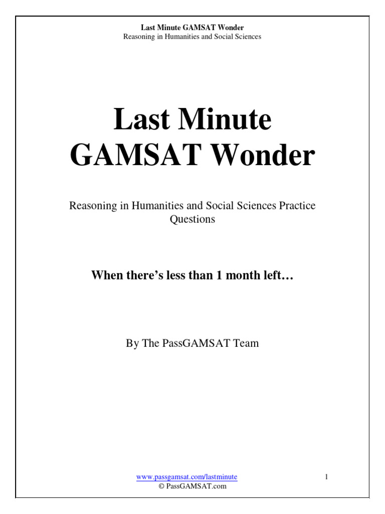 Gamsat S1 On Humanities: Questions & Solutions | Download Free PDF ...