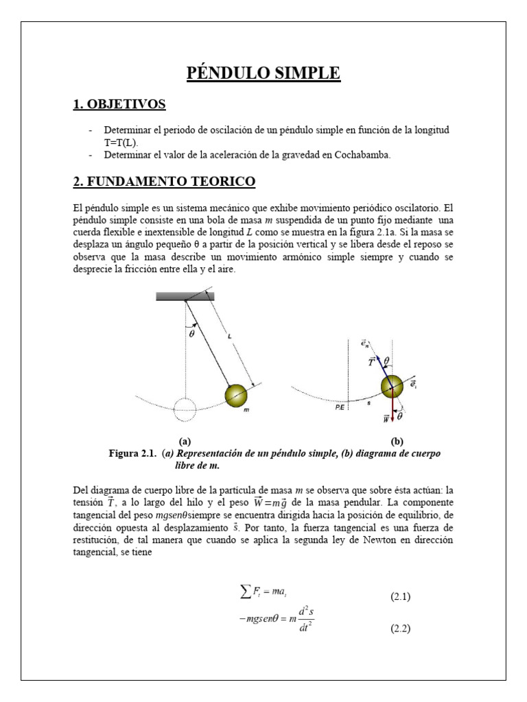 Análisis del Péndulo Simple | PDF | Péndulo | Física