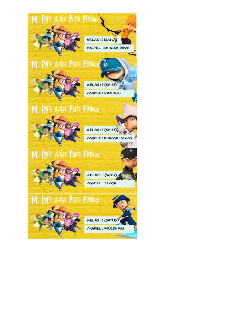 Label Buku Azka | PDF