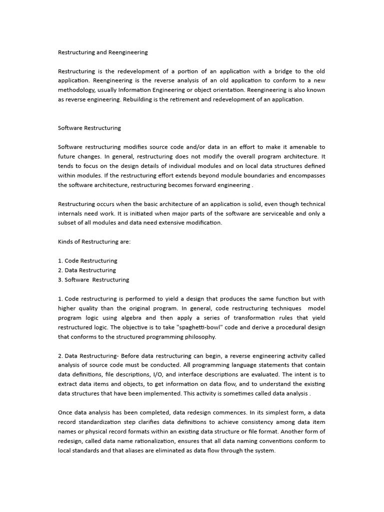 Restructuring and Reengineering33221 | PDF | Computers