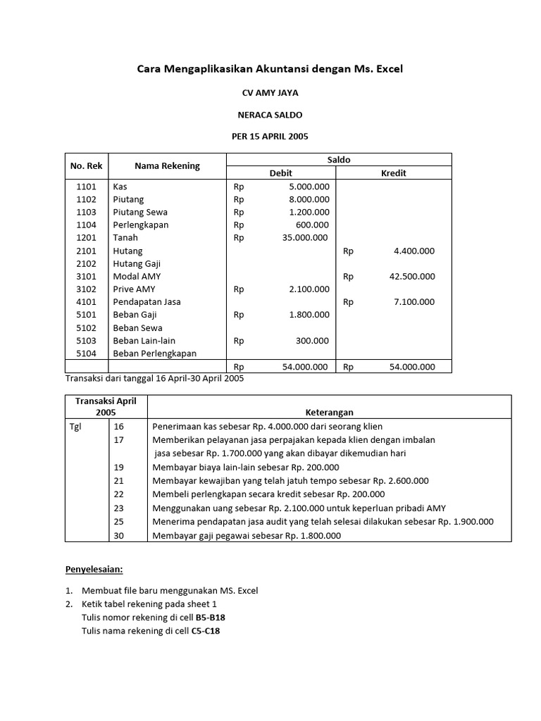 Tutorial jurnal dan buku besar dengan ms excel pdf