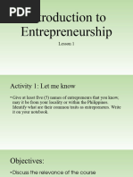 Entrepreneurship - Lesson 1