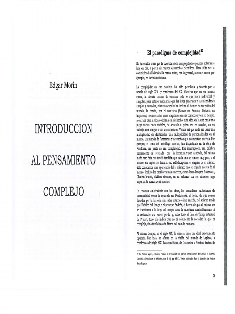 Morín, E. El Paradigma de La Complejidad | PDF