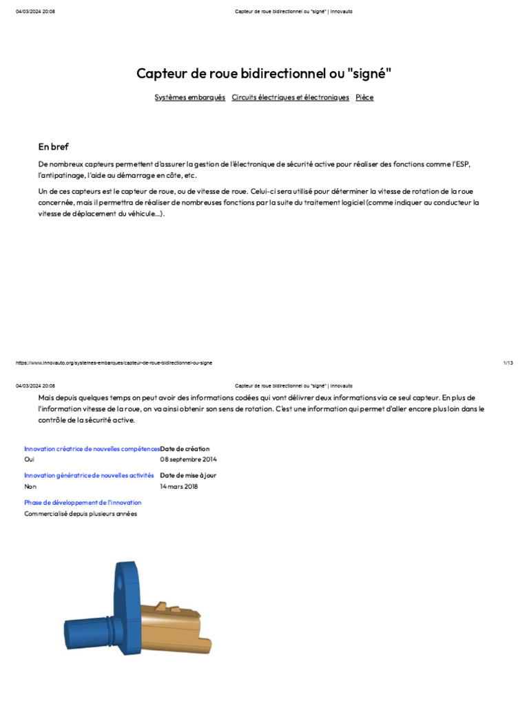 Capteur de roue bidirectionnel expliqué | PDF | Capteur | Champ magnétique
