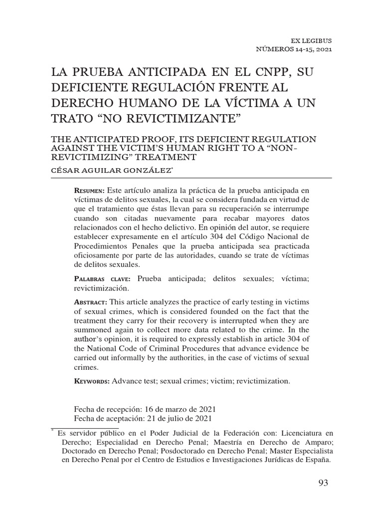 La Prueba Anticipada | Descargar gratis PDF | Victimologia | Derecho penal