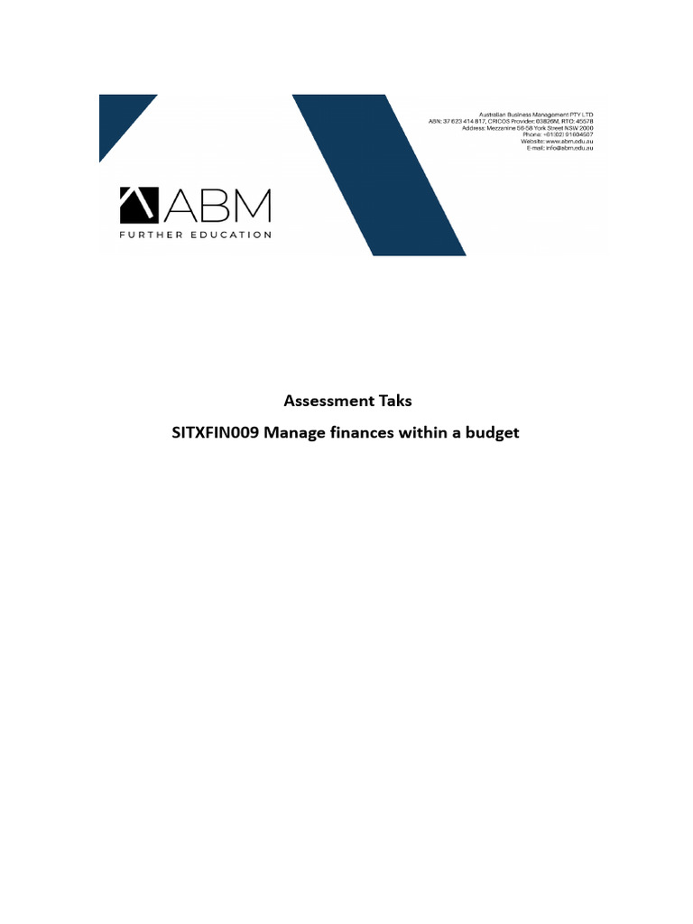 Financial Management Assessment Tasks | PDF | Expense | Budget