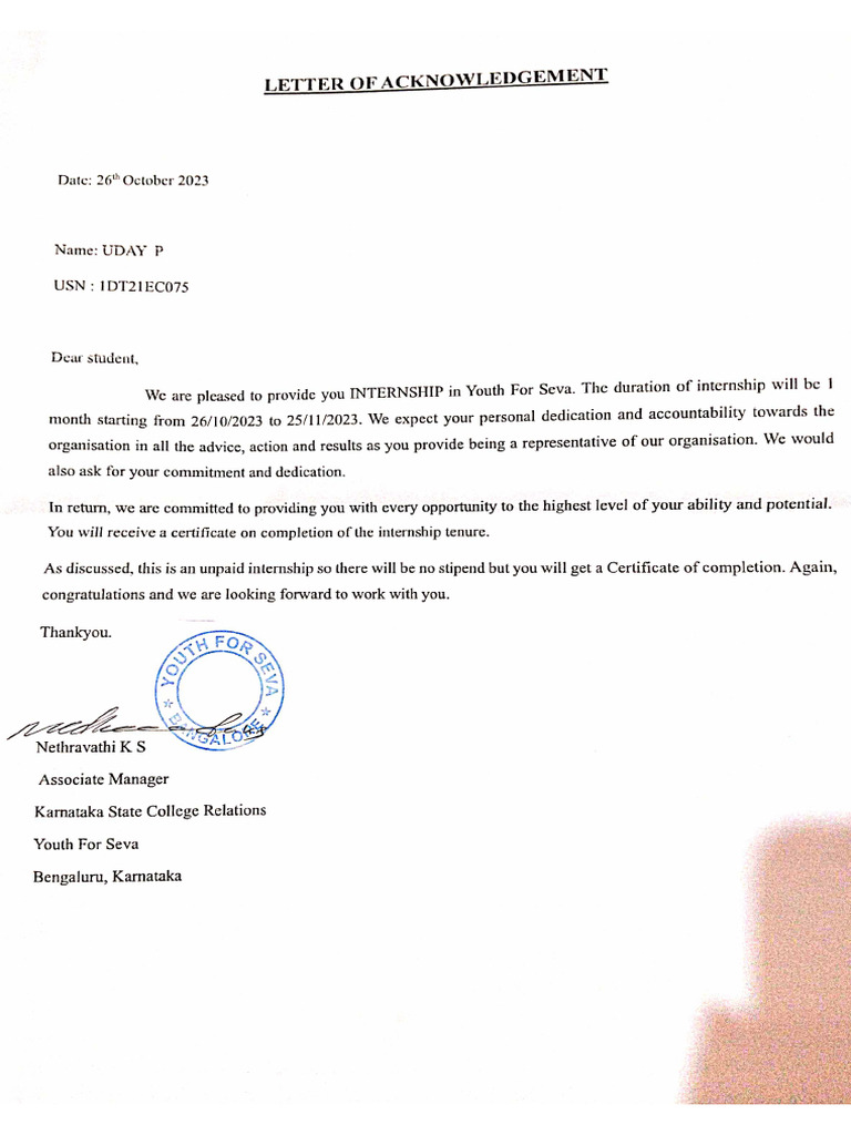 Internship Letter | PDF