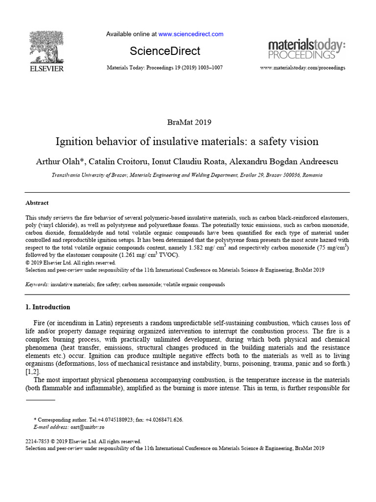 Ignition and Emissions of Insulative Materials | PDF | Combustion | Smoke
