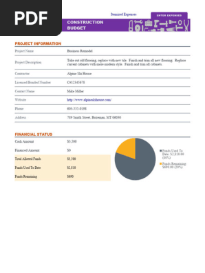 Template 08 Business Construction Budget