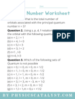 Quantum Number Worksheet