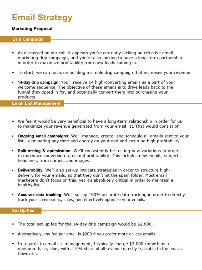 Email Marketing Proposal by Patrick Sargis | PDF
