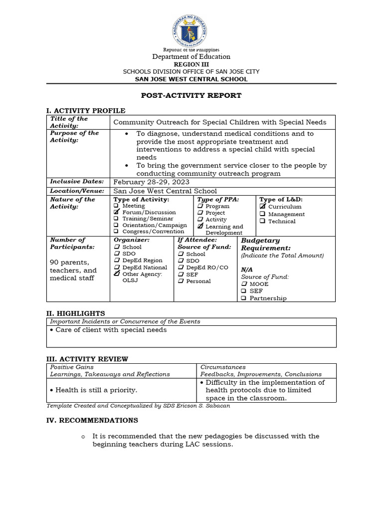 Template Post Activity Report | PDF | Learning
