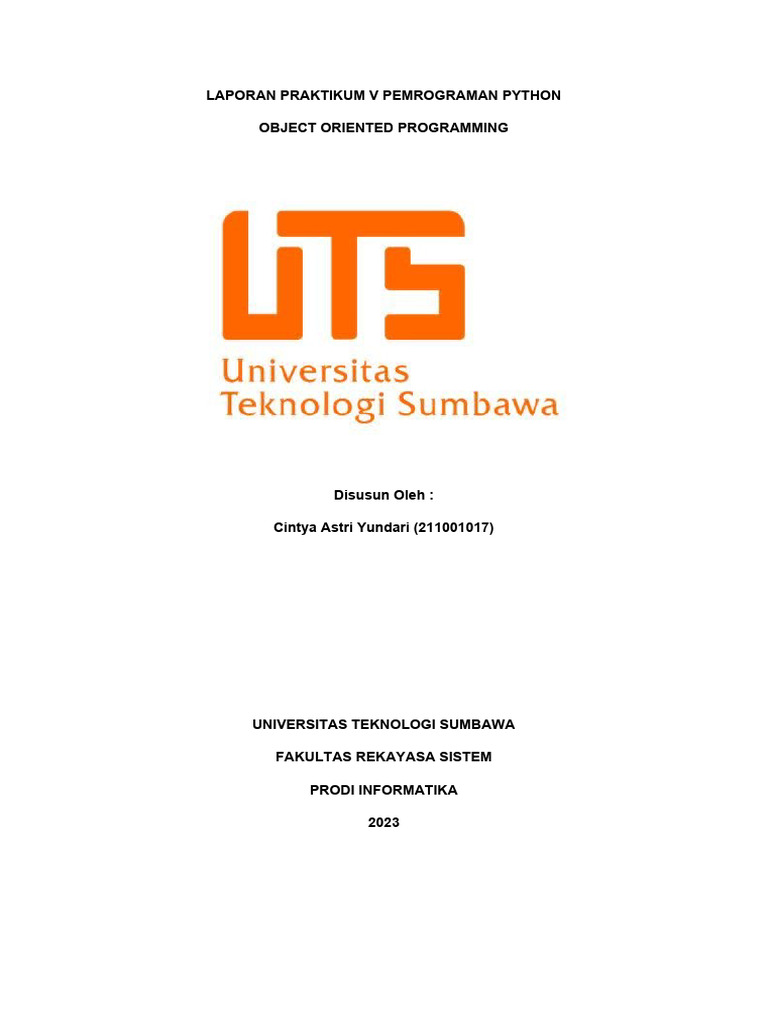 Laporan Praktikum V Pemrograman Python | PDF