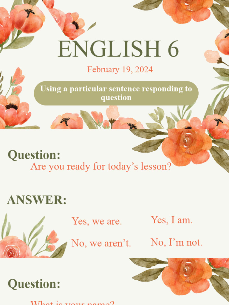Responding to Questions in English | PDF