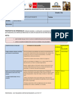 Evaluación Diagnóstica de Ciencia Y Tecnología Área Grado: 5to Docente Fecha: Nivel: Alumno