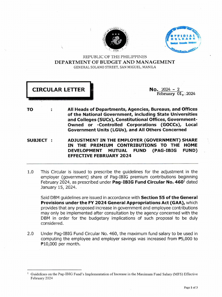 Circular Letter No 2024 2 Dated February 01 2024 | PDF | Government ...
