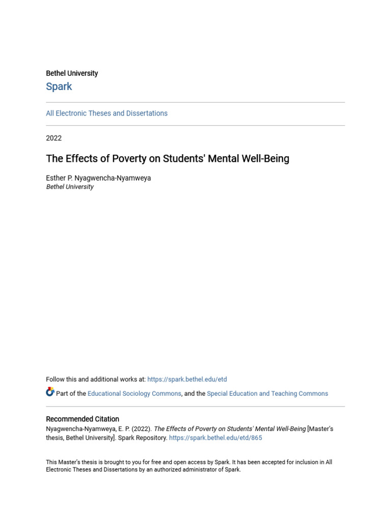 Poverty's Impact on Student Well-Being | PDF | Mental Disorder | Poverty