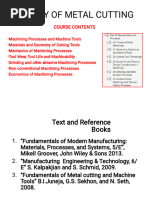 Theory of Metal Cutting: Course Contents