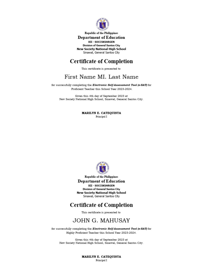 E SAT Certificates | PDF