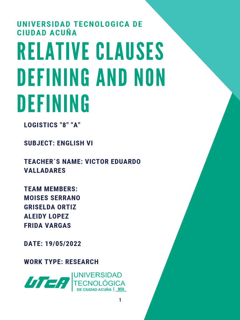 Defining and Non Defining Relative Clauses | PDF | Clause | Pronoun