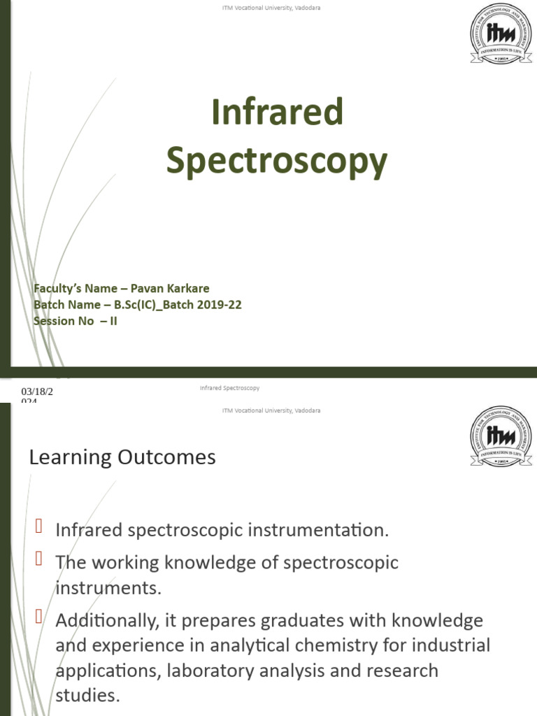 Infrared Spectroscopy Overview and Applications | PDF | Infrared ...