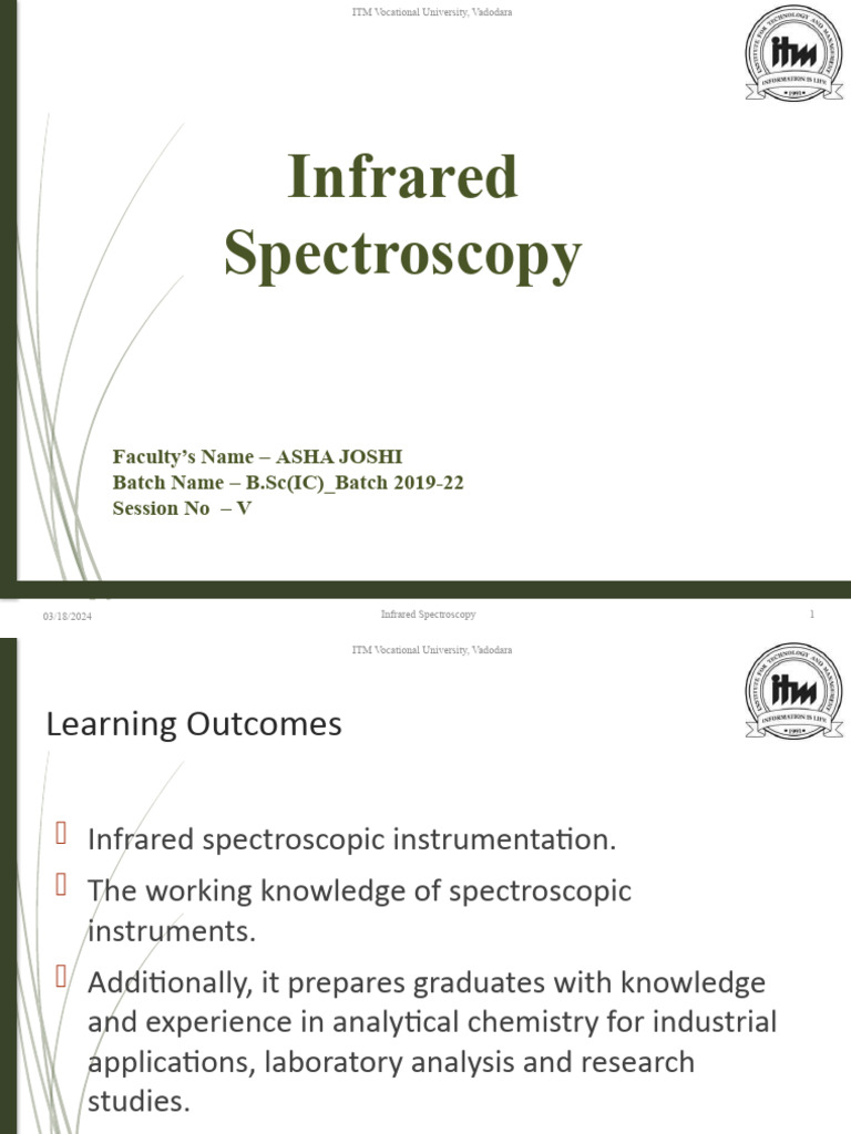 Infrared Spectroscopy Overview and Applications | PDF | Infrared ...