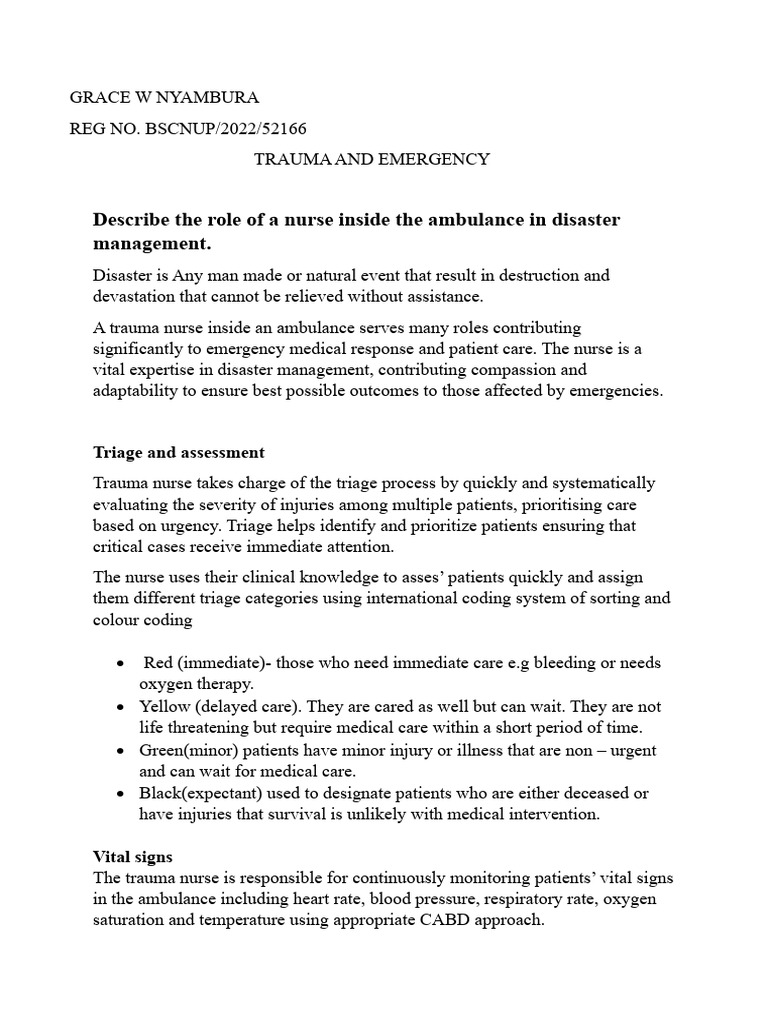 Trauma Nurse Roles in Ambulance Care | PDF | Emergency Department ...
